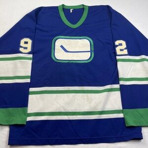 Vintage 1970’s NHL Vancouver Canucks CCM Maska Jersey #92 Sz L